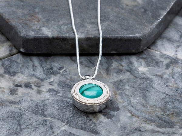 Silver Rope Sphere necklace on slate