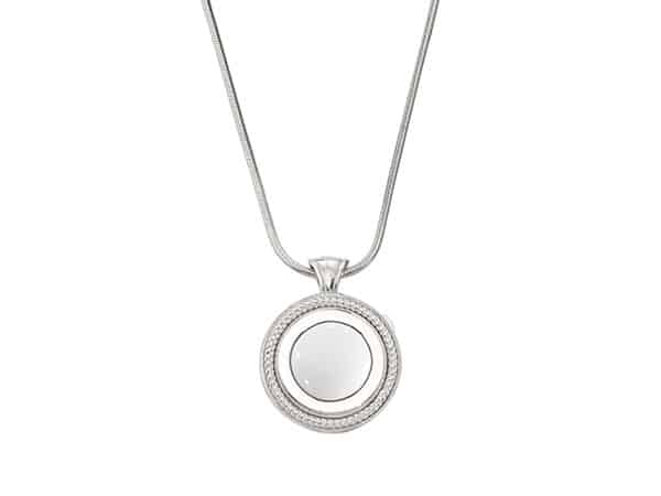 Silver Rope Sphere necklace with White Quartz