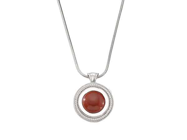 Silver Rope Sphere necklace with Red Jasper