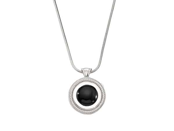 Silver Rope Sphere necklace with Black Onyx