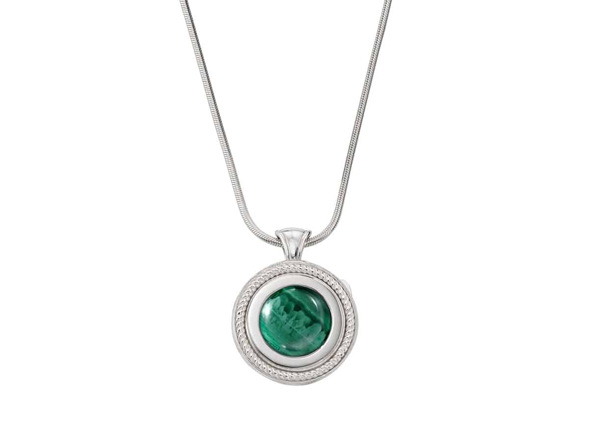 Silver Rope Sphere necklace with Malachite
