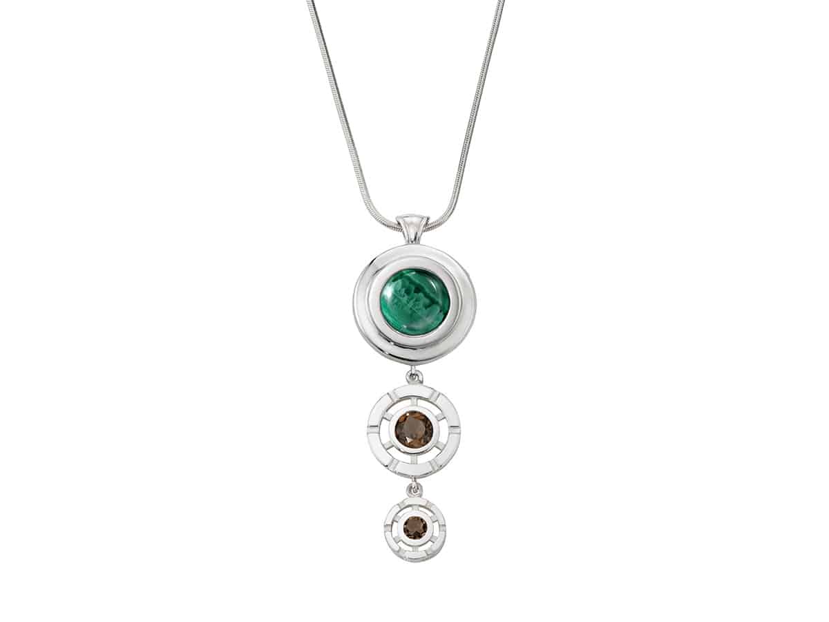 Trio Gem Sphere necklace with malachite